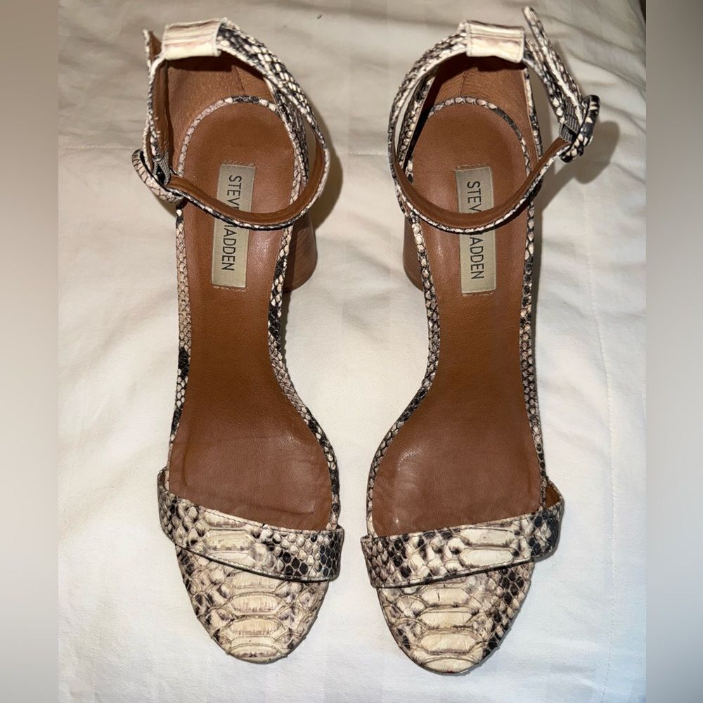 Steve Madden Cream and Brown Heels Elegant Stiletto Sandals